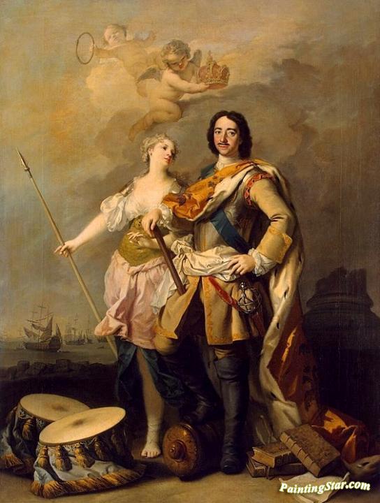 544x720 Peter The Great With Minerva Artwork By Jacopo Amigoni Oil - Minerva Painting