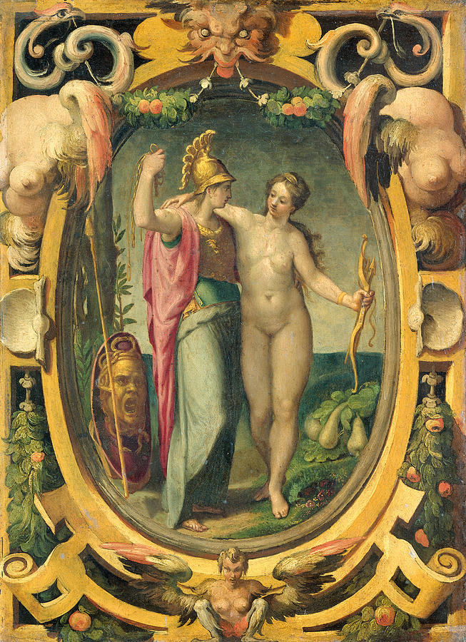 653x900 Venus And Minerva Painting By Circle Of Pellegrino Tibaldi - Minerva Painting