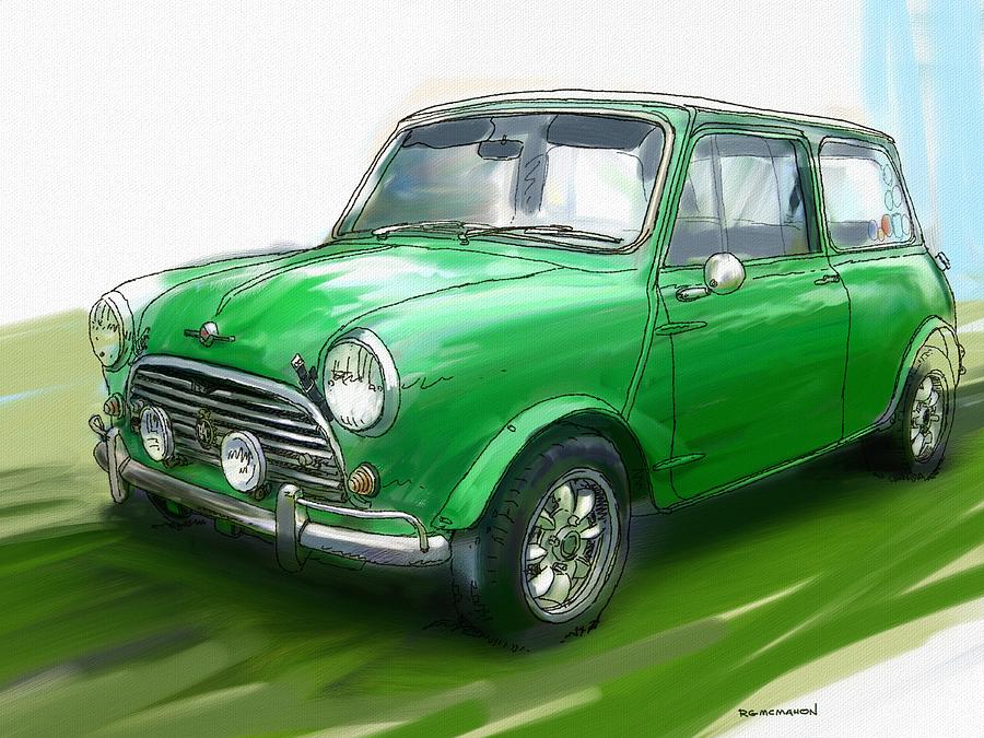 900x675 Mini Cooper Painting By Rg Mcmahon - Mini Cooper Painting