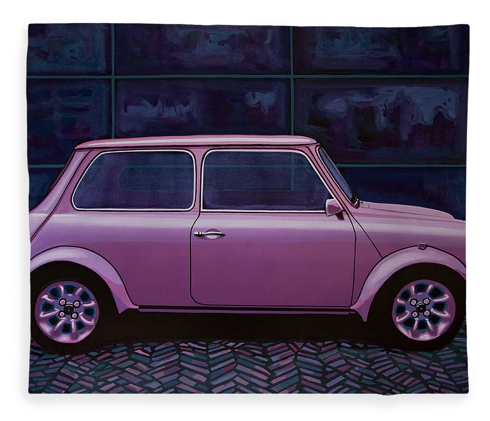 1000x860 Austin Mini Cooper 1964 Painting Fleece Blanket For Sale By Paul - Mini Cooper Painting