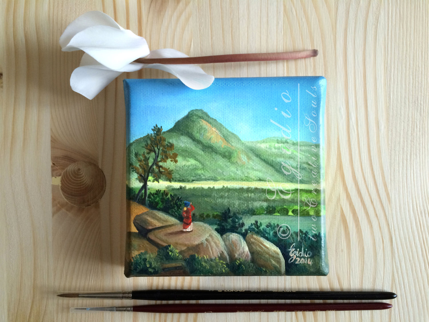 1500x1125 Miniature Oil Painting Hills Mini Oil Art 4x4 Spring Painting - Mini Oil Painting
