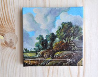 340x270 Miniature Oil Painting With Rocky Mountains By Twocreativesouls - Mini Oil Painting