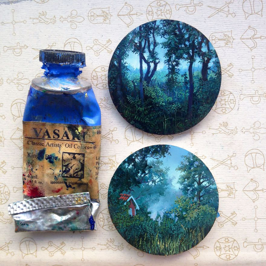 880x880 I Turn My Long Distance Cycling Adventures Into Miniature Oil - Mini Oil Painting