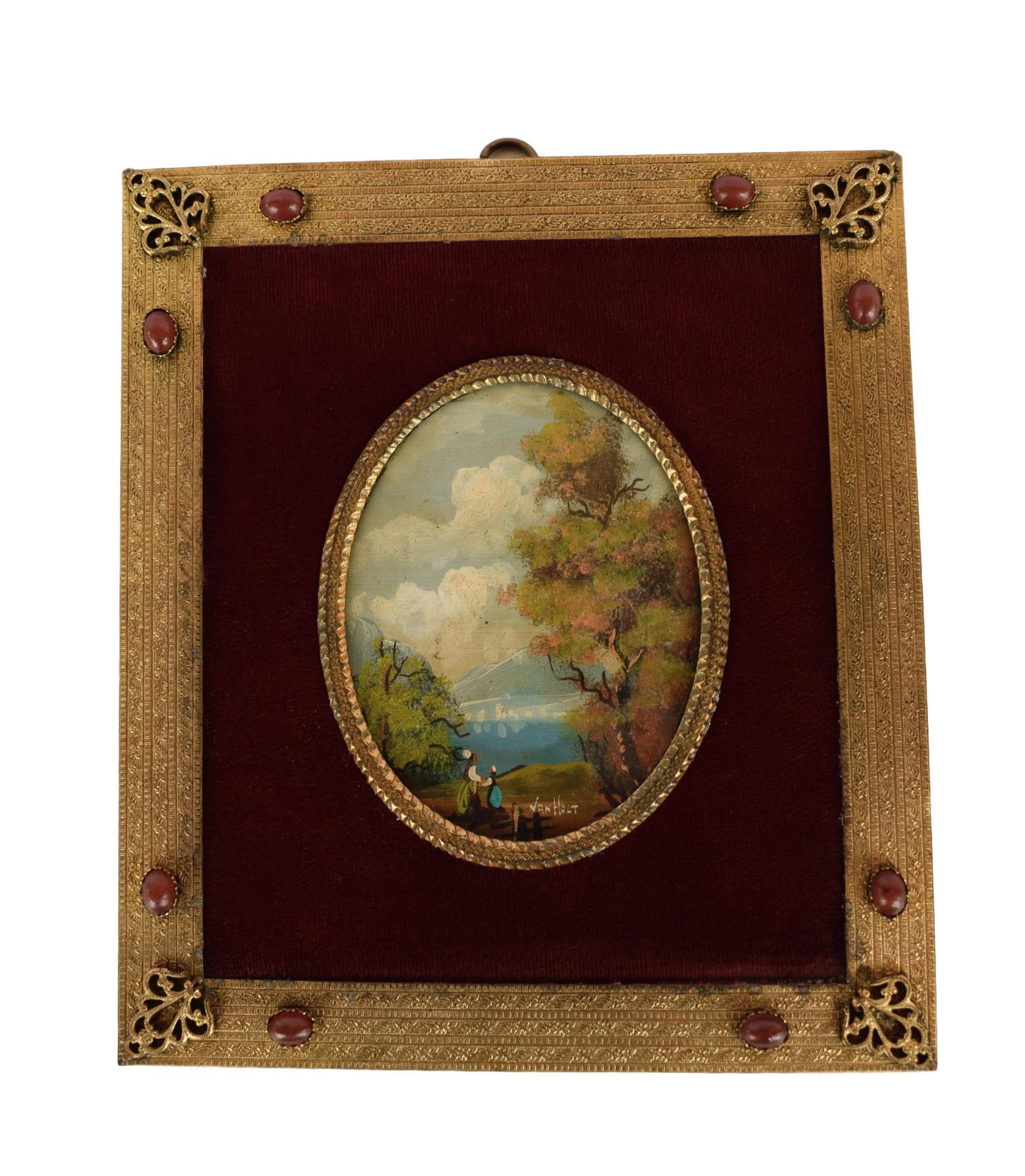 1679x1925 French Antique Miniature Oil Painting On Panel - Miniature Oil Painting