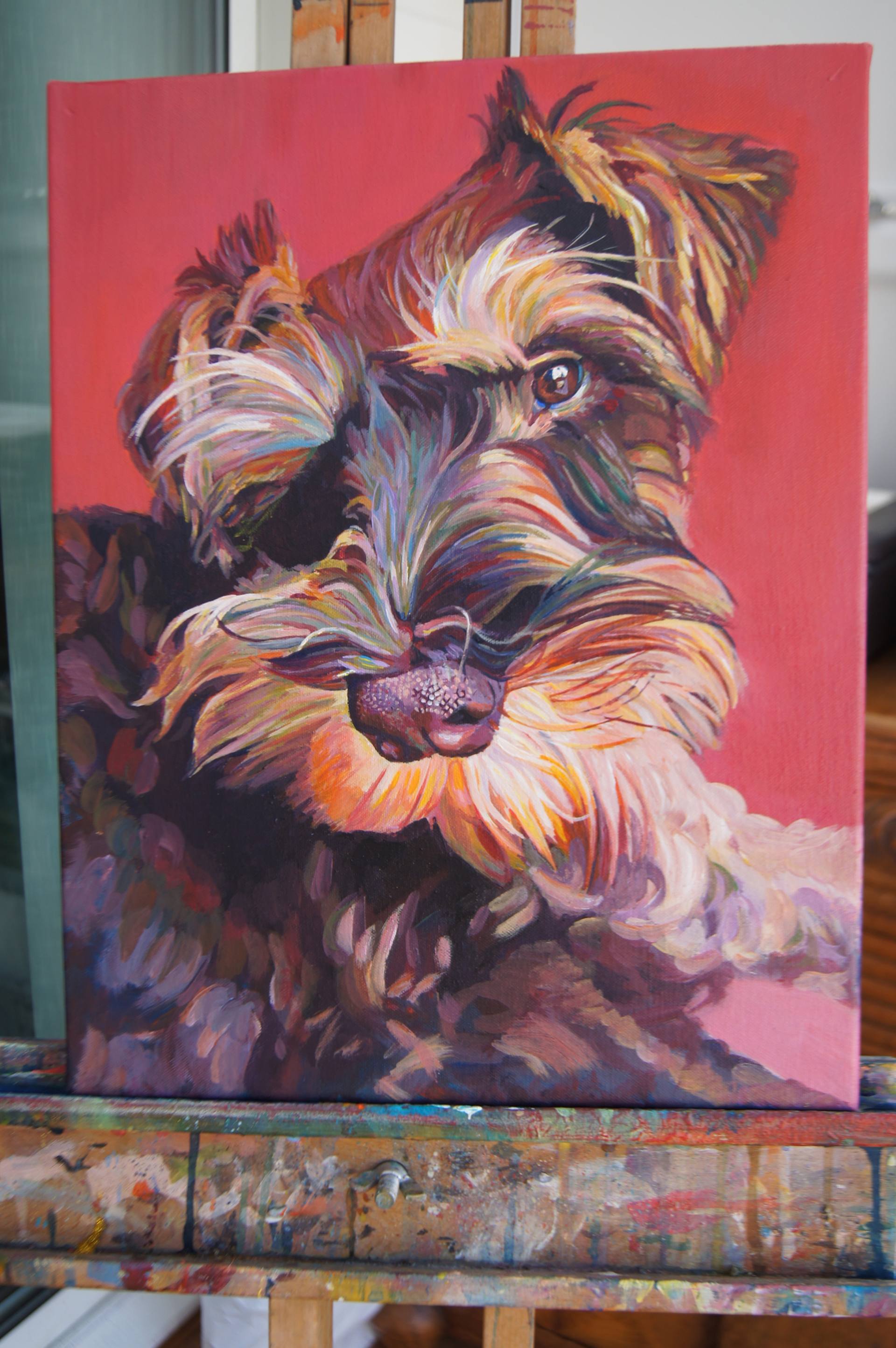 1920x2889 Saatchi Art Harry The Miniature Schnauzer Puppy Painting By Karen - Miniature Schnauzer Painting