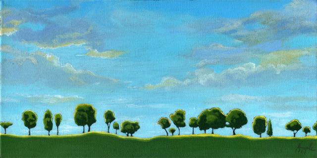 640x320 Contemporary Minimalist Landscape Painting Treeline By Linda Apple - Minimalist Landscape Painting