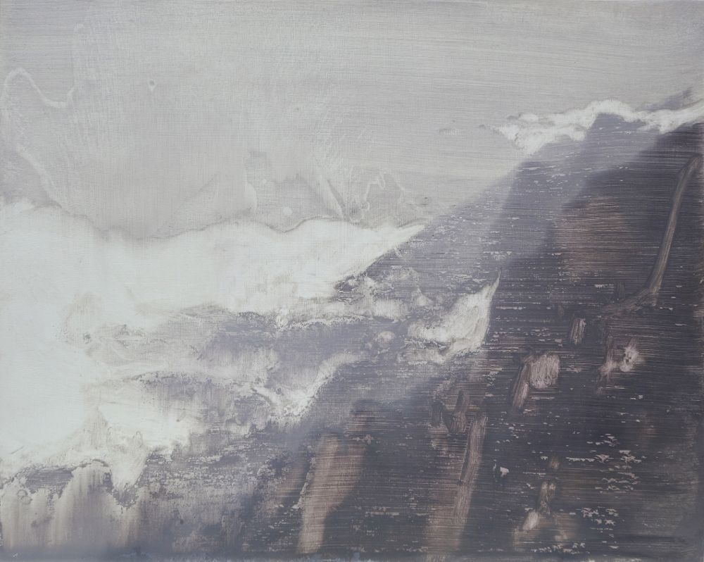 1000x798 Oil Painting Minimal Landscape Dusk Dawn Grey Sunset Minimalist - Minimalist Oil Painting