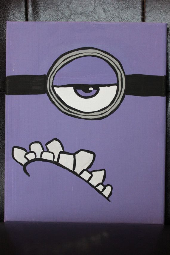 570x855 Minions Inspired Canvas Painting 8x10 Purple Or By Homemaker123 - Minion Painting On Canvas