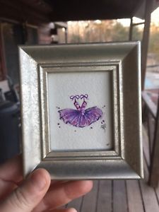 225x300 Original Purple Fashion Dress Mini Painting, By Liana Hee Ebay - Minipainting