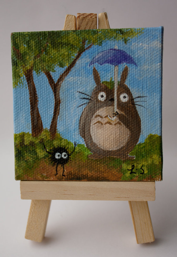 743x1076 Totoro And Soot Cross Over Mini Painting By Lunaashley - Minipainting