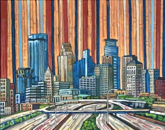 550x435 Minneapolis Skyline Art Skyline Painting By I Love This This Is - Minneapolis Skyline Painting