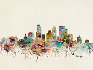 300x227 Minneapolis Skyline Paintings - Minneapolis Skyline Painting