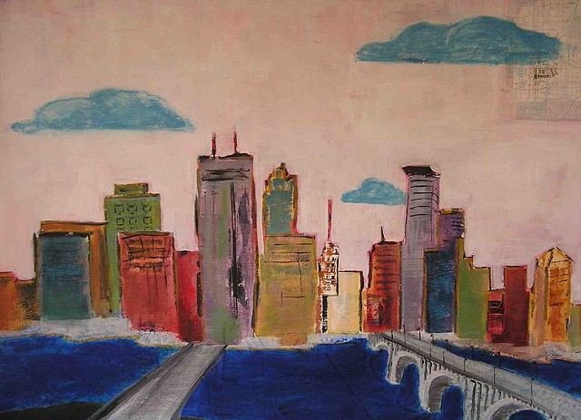 640x463 Washringer Press - Minneapolis Skyline Painting