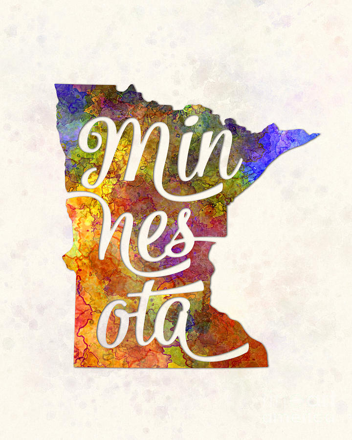 720x900 Minnesota Us State In Watercolor Text Cut Out Painting By Pablo Romero - Minnesota Painting