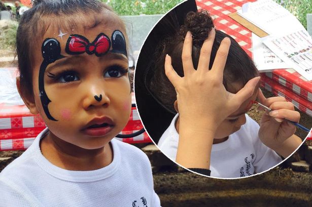 615x409 Kim Kardashian Takes North To Have Her Face Painted - Minnie Mouse Face Painting