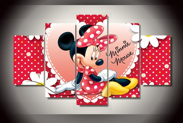 640x430 Unframed 5 Pcs Minnie Mouse Canvas Painting On The Wall Pictures - Minnie Mouse Painting