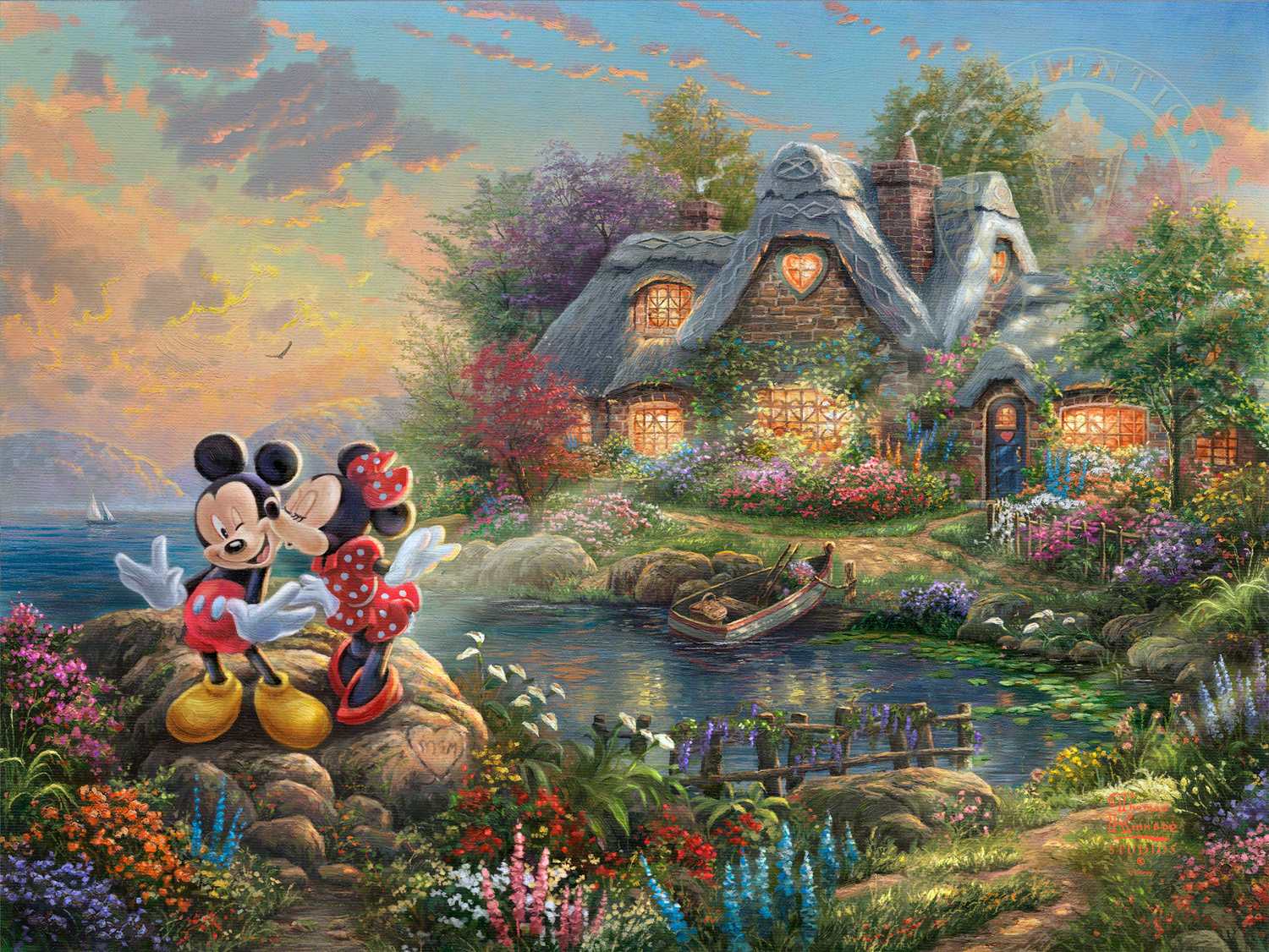 1500x1126 Mickey And Minnie Sweetheart Cove The Thomas Kinkade Company - Minnie Painting