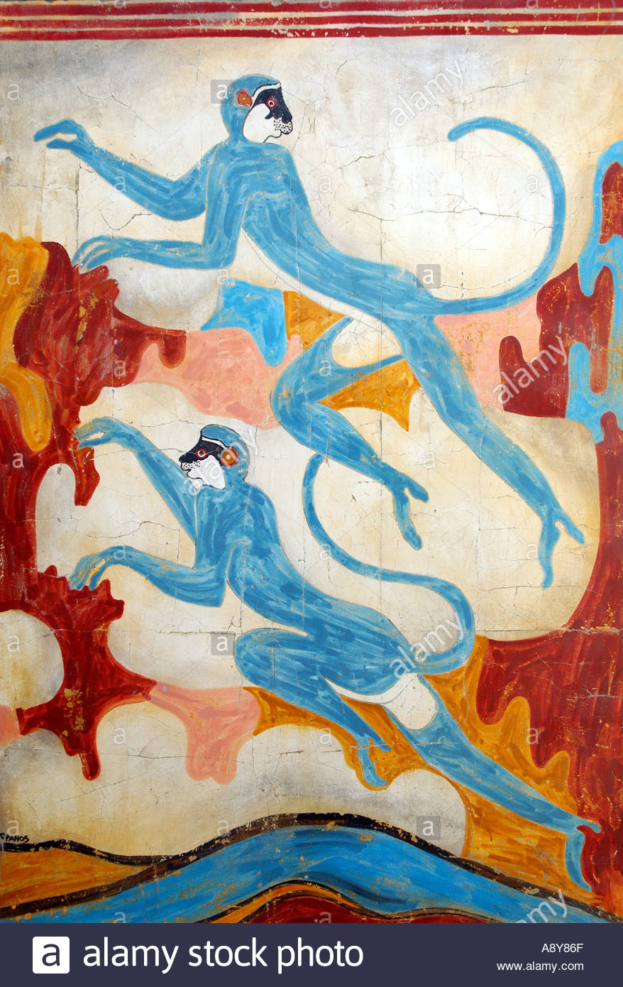 878x1390 Reproduction Minoan Fresco Ia Santorini The Cyclades Greek Islands - Minoan Painting