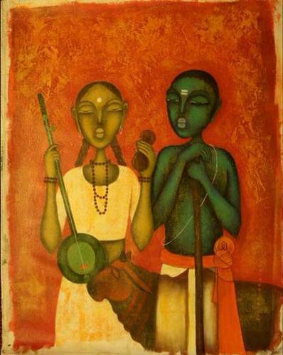 398x499 Girish Gharat Paintings - Mira Painting