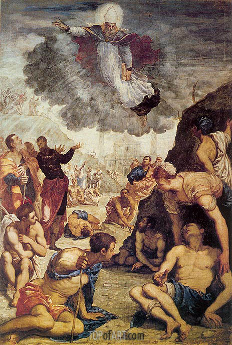 463x687 The Miracle Of St. Augustine Tintoretto Painting Reproduction - Miracle Painting