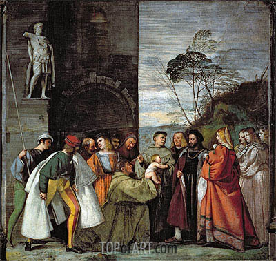 400x379 The Miracle Of The Speech Of The Newborn Child Titian Painting - Miracle Painting