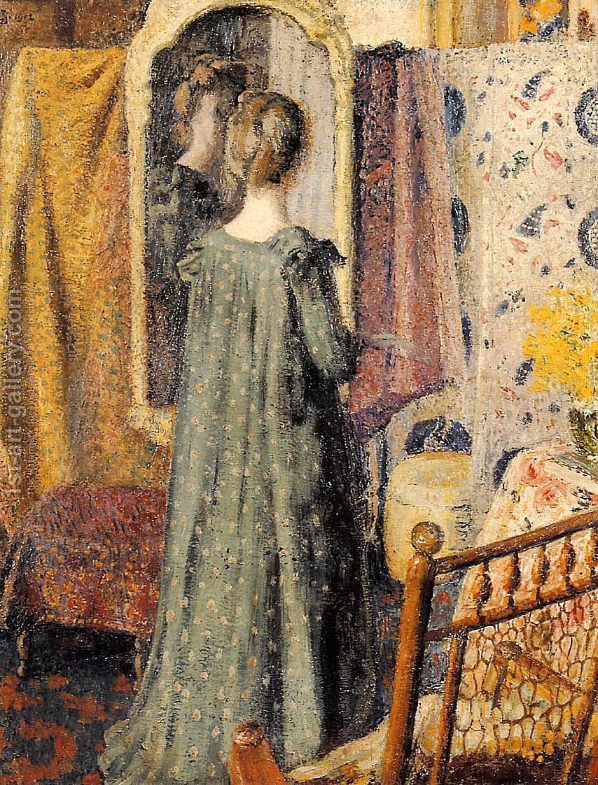 854x1122 Woman Standing In Front Of The Mirror Georges Lemmen Reproduction - Mirror Painting