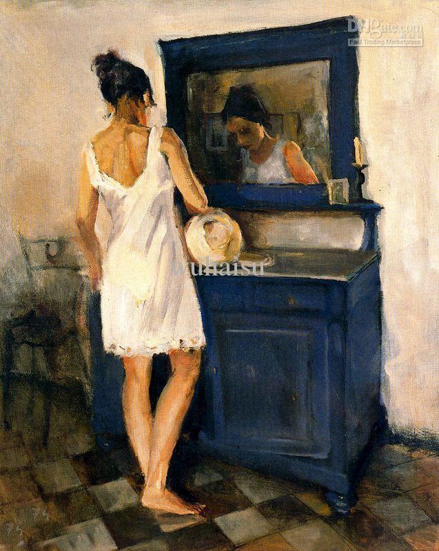 637x800 2018 High Quality Hand Painted Portrait Oil Painting Modern Wall - Mirror Painting Images