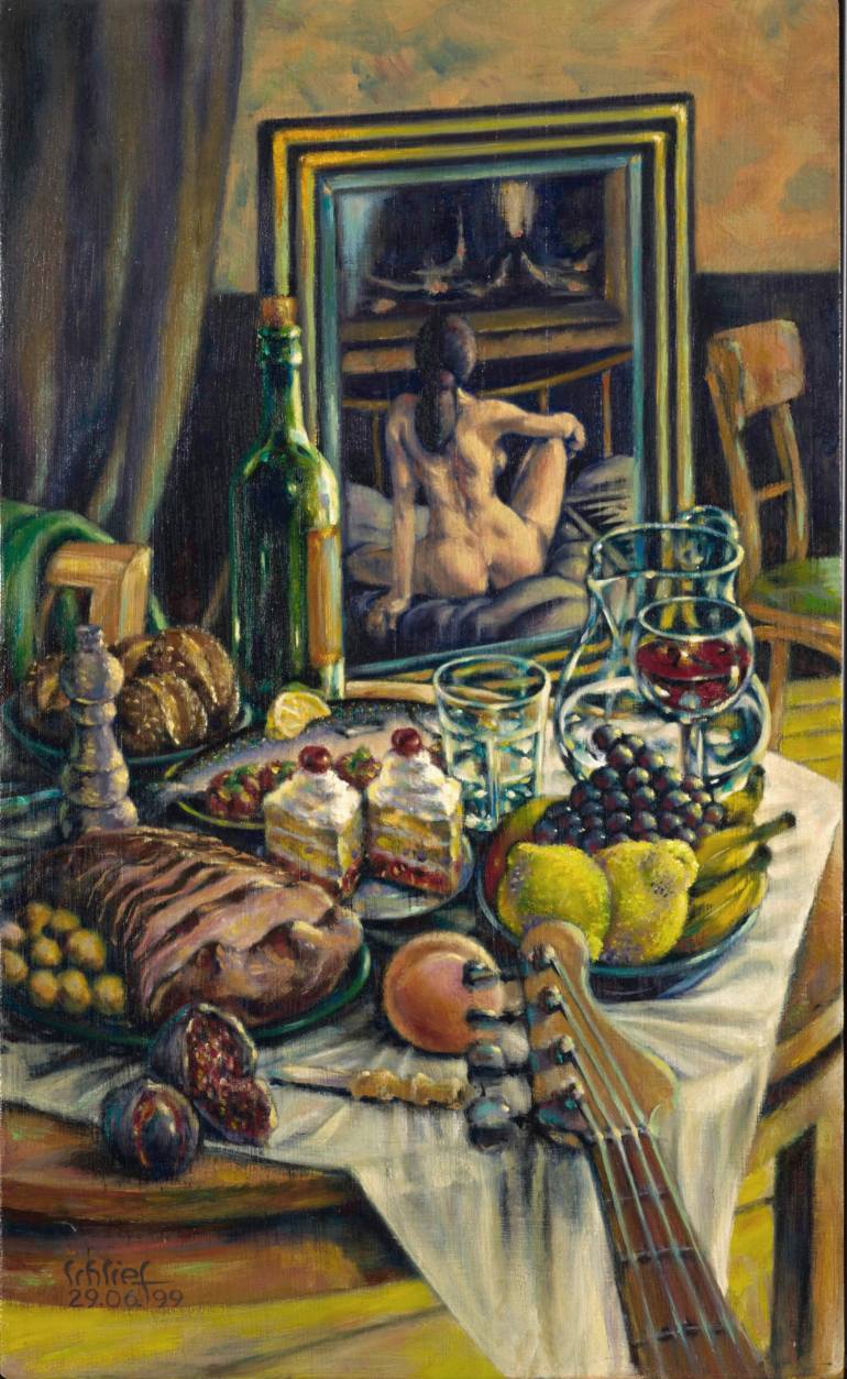 770x1253 Saatchi Art Still Life With Mirror Painting By Frank Schlief - Mirror Painting Images