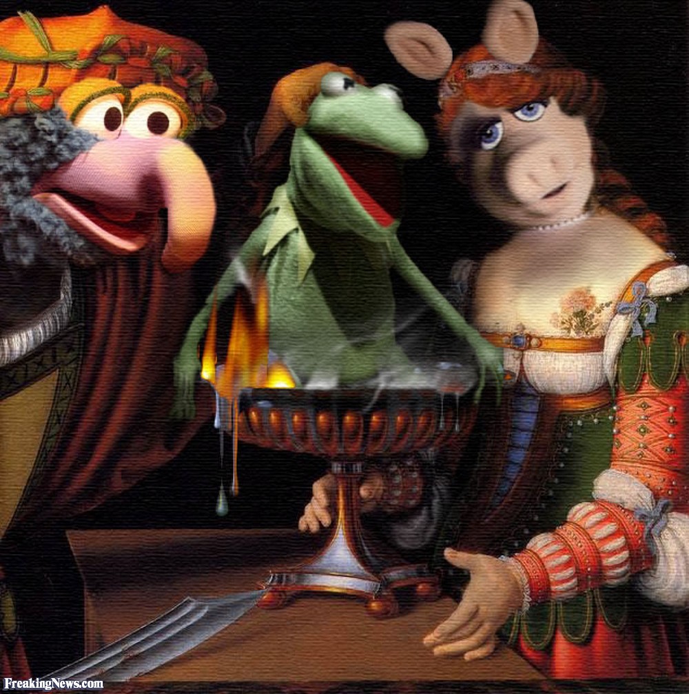 1000x1007 Miss Piggy Eating Frog Soup Pictures - Miss Piggy Painting
