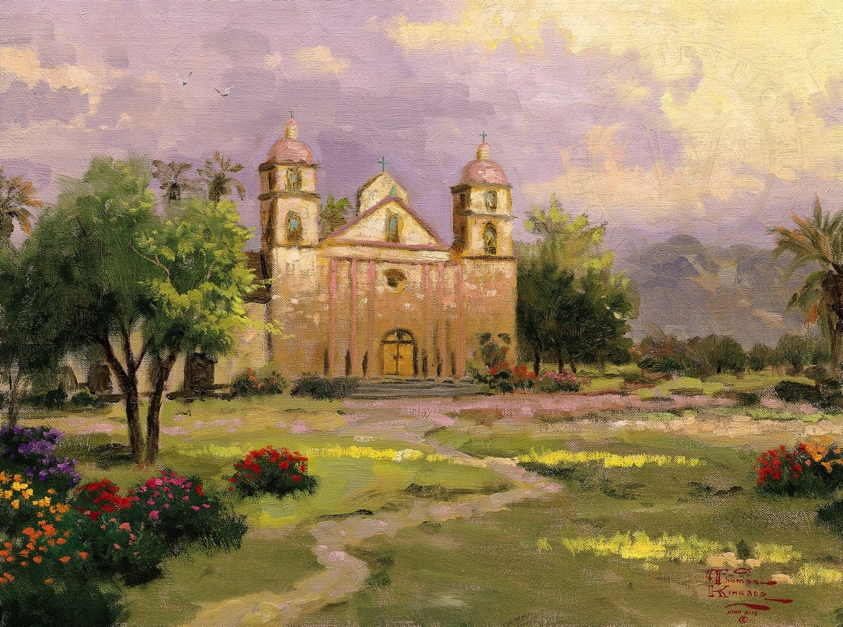 1200x893 Old Mission, Santa Barbara, The Limited Edition Art The Thomas - Mission Painting