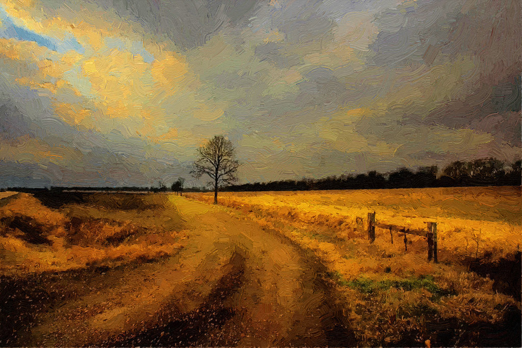 1024x683 Old Farm Road Tunica Mississippi By T Douglas Painting - Mississippi Painting