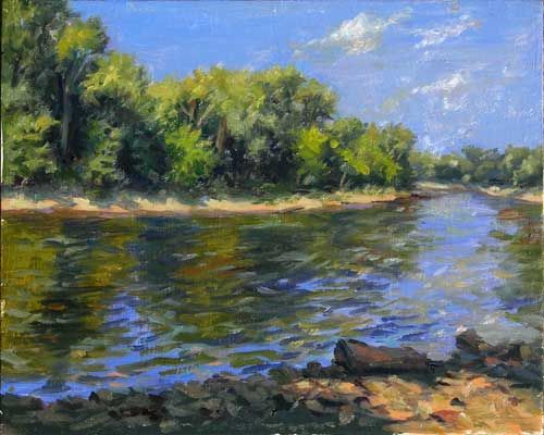 500x400 Mississippi River Reflection, 8x10 Mississippi - Mississippi River Painting
