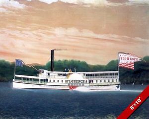 300x240 Florence Steam Boat Mississippi River Oil Painting Art Real Canvas - Mississippi River Painting