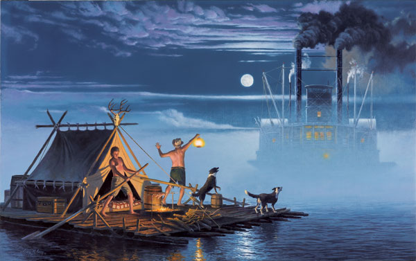 600x377 Gary R. Lucy Original Artwork, Historic, Wildlife, Riverboats, - Mississippi River Painting