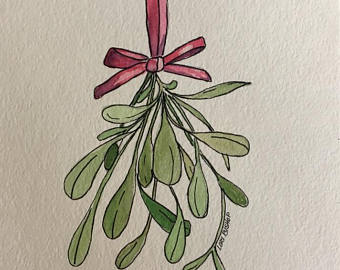 340x270 Hanging Mistletoe Etsy - Mistletoe Painting