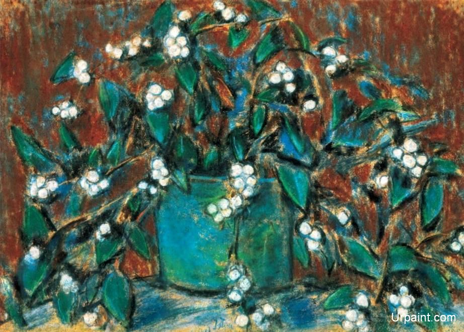 922x660 Mistletoe Bunch Istvan Nagy Post Impressionism Flower - Mistletoe Painting