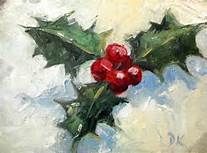207x153 Painted Holly - Mistletoe Painting