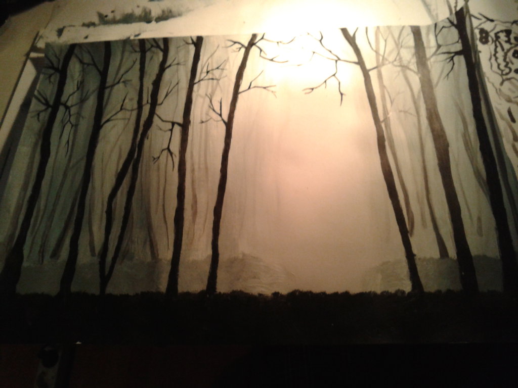 1024x768 Misty Forest Painting By Insanehorror - Misty Forest Painting
