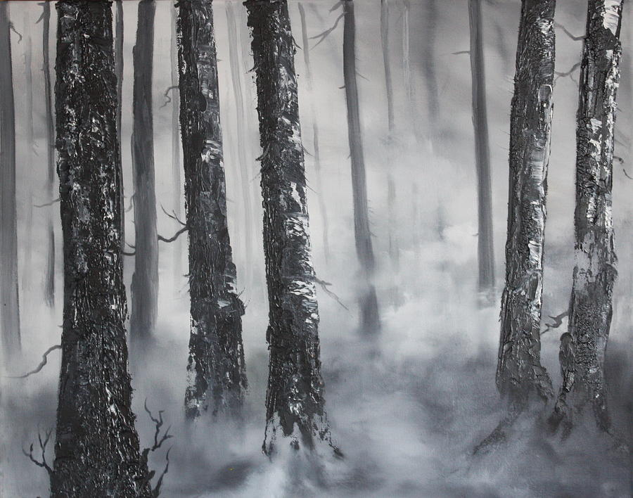 900x708 Misty Forest Painting By Jean Walker - Misty Forest Painting