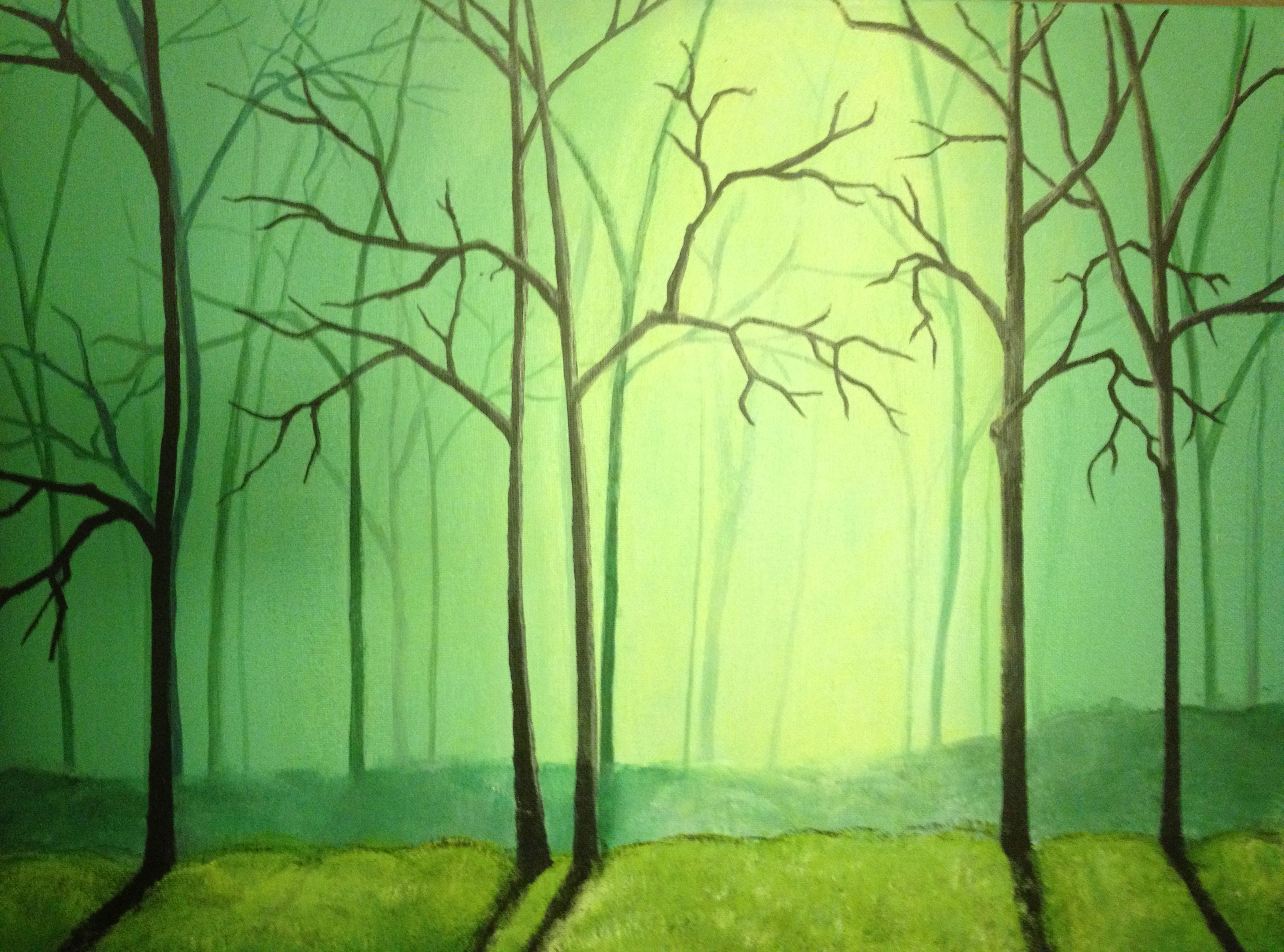 3264x2421 Techniques First Misty Forest I Draw Something - Misty Forest Painting