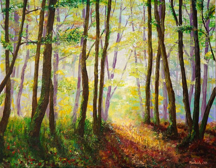720x560 Walking In Misty Forest Golden Gate - Misty Forest Painting