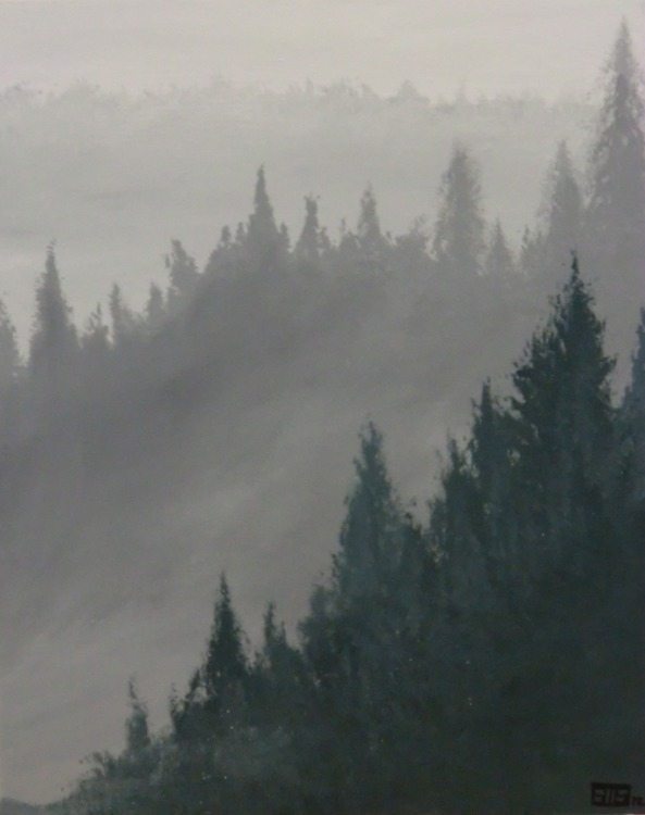 593x750 Misty Forest - Misty Forest Painting