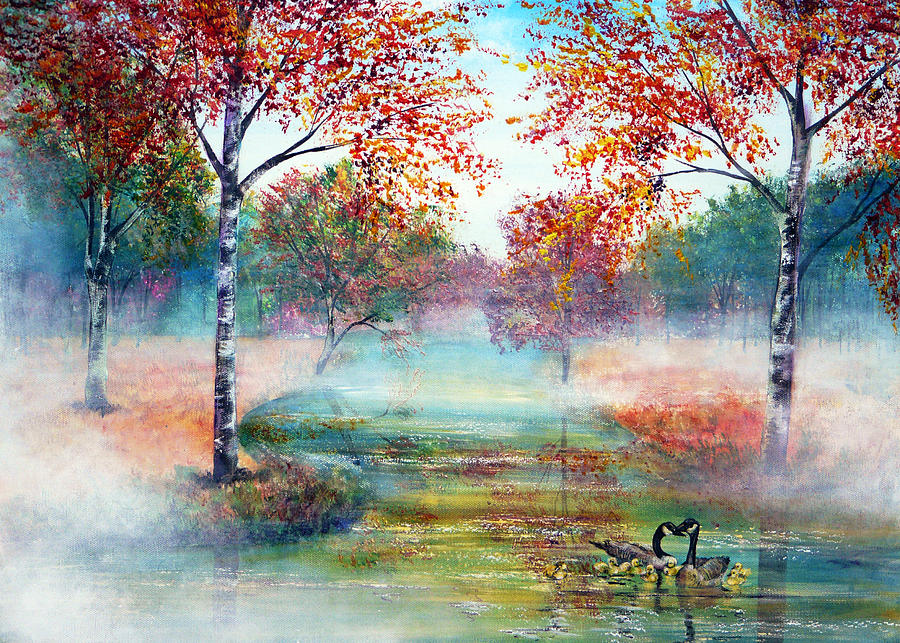900x643 Misty Morning Painting By Ann Marie Bone - Misty Morning Painting