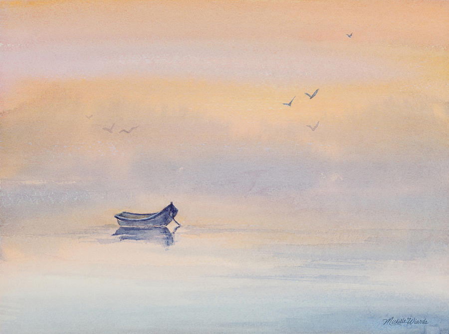 900x669 Misty Morning Peace Watercolor Painting Painting By Michelle - Misty Morning Painting
