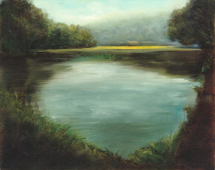 900x711 Misty Morning At Swan Lake Painting By Dennis Kirby - Misty Morning Painting