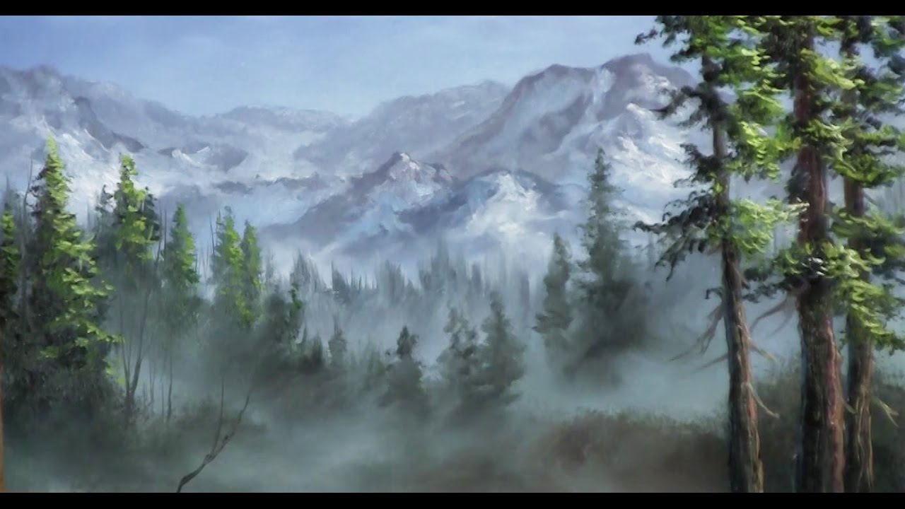 1280x720 Misty Mountain Range - Misty Mountain Painting