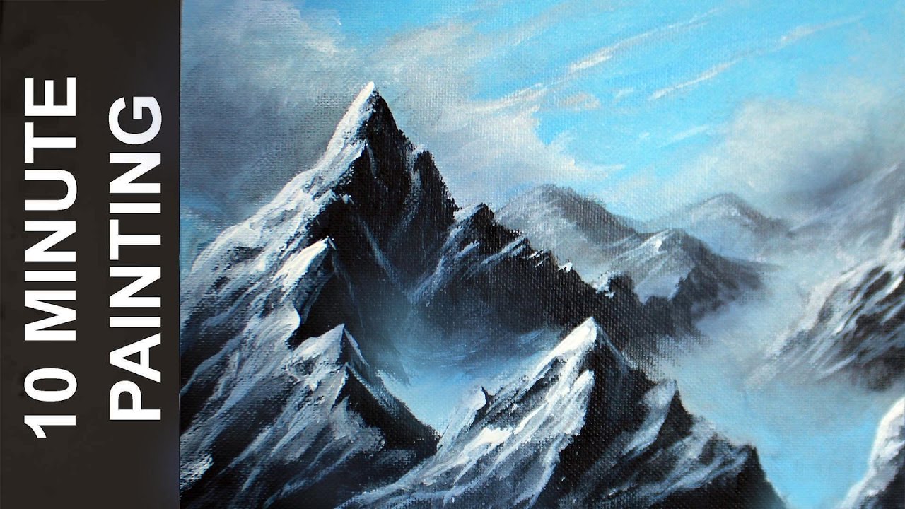 1280x720 Painting A Misty Mountain Landscape With Acrylics In 10 Minutes - Misty Mountain Painting