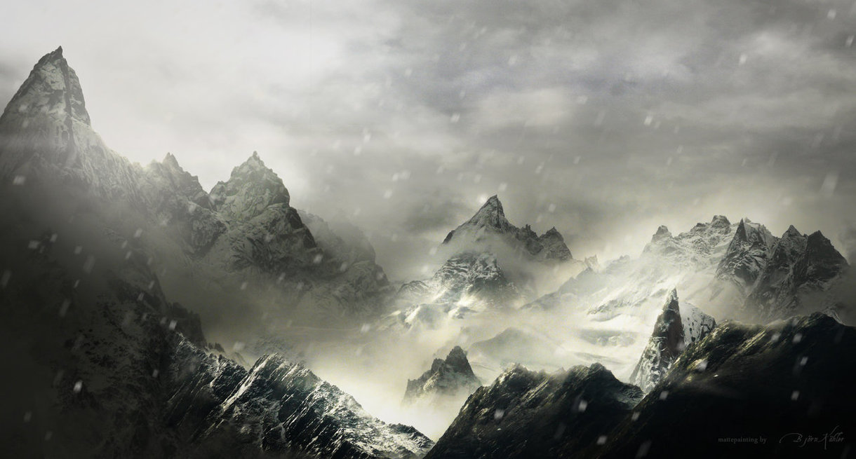 1220x655 Misty Mountains - Misty Mountain Painting