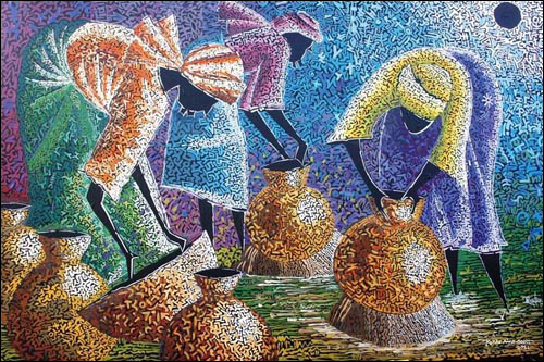 500x333 Ronke Aina Scott Cultural Acrylic And Mixed Media Paintings - Mixed Media Painting