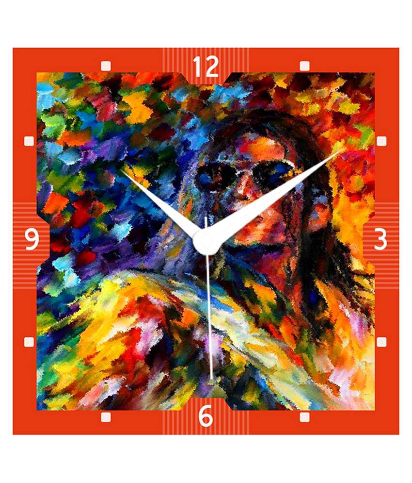 850x995 Shopkeeda Red Amp Yellow Engineering Wood Mj Painting Wall Clock - Mj Painting
